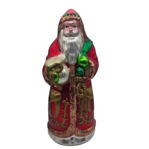 12" Blown Glass Santa Tree Topper Father Christmas Table Top Figurine Red VTG